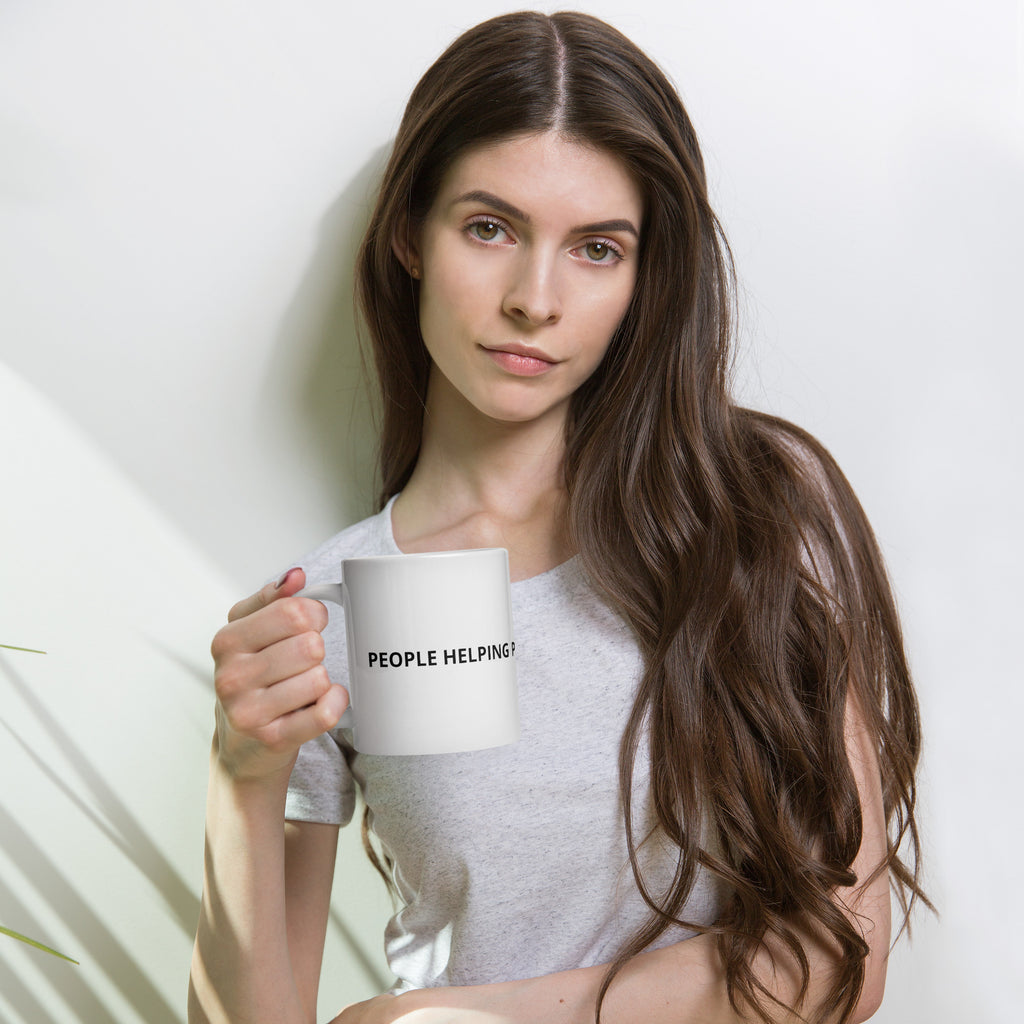 White glossy mug-PEOPLE HELPING PEOPLE HELPING PEOPLE